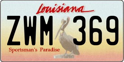 LA license plate ZWM369