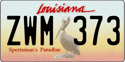 LA license plate ZWM373