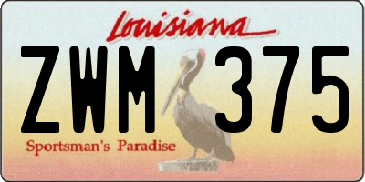 LA license plate ZWM375