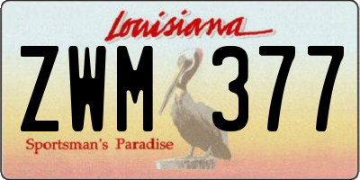 LA license plate ZWM377