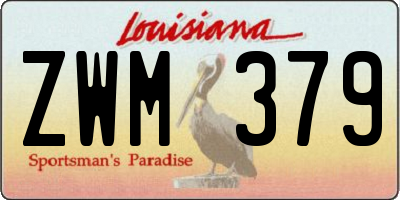 LA license plate ZWM379