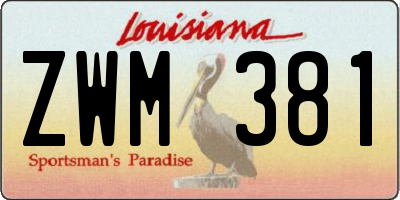 LA license plate ZWM381