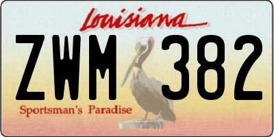 LA license plate ZWM382