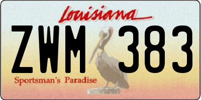 LA license plate ZWM383