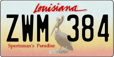 LA license plate ZWM384