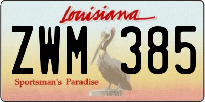 LA license plate ZWM385