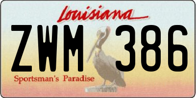 LA license plate ZWM386