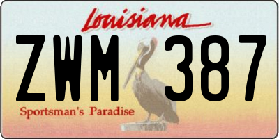 LA license plate ZWM387