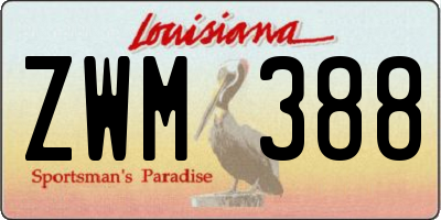 LA license plate ZWM388