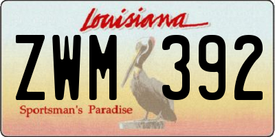 LA license plate ZWM392