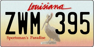 LA license plate ZWM395