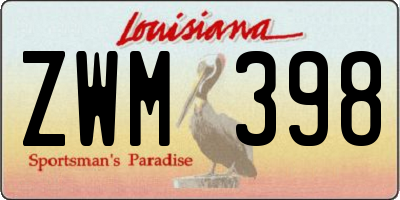 LA license plate ZWM398