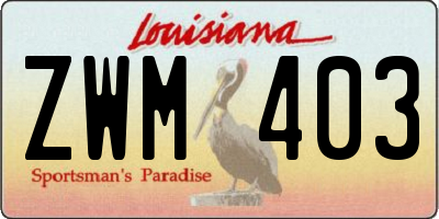 LA license plate ZWM403