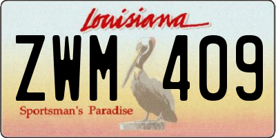 LA license plate ZWM409