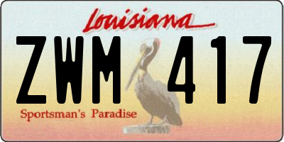 LA license plate ZWM417