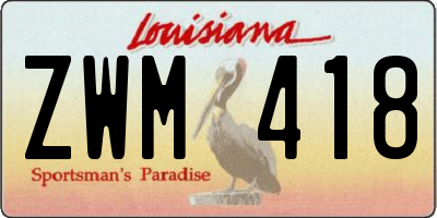 LA license plate ZWM418