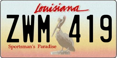 LA license plate ZWM419