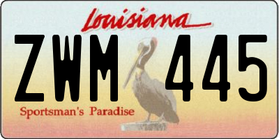 LA license plate ZWM445