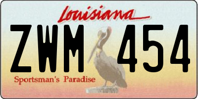 LA license plate ZWM454