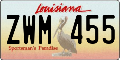 LA license plate ZWM455