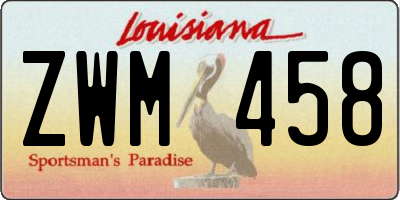 LA license plate ZWM458