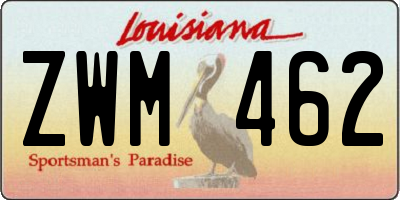 LA license plate ZWM462