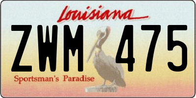 LA license plate ZWM475