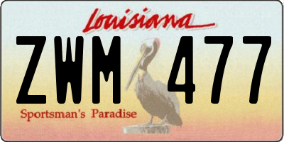 LA license plate ZWM477