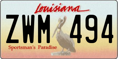LA license plate ZWM494