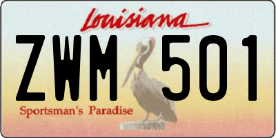 LA license plate ZWM501