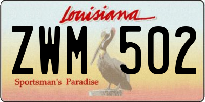 LA license plate ZWM502