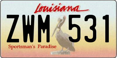 LA license plate ZWM531