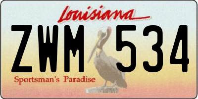 LA license plate ZWM534