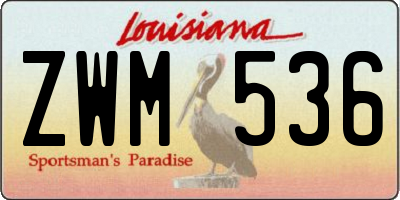 LA license plate ZWM536