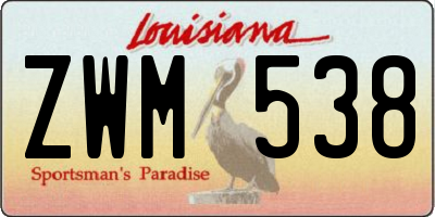 LA license plate ZWM538