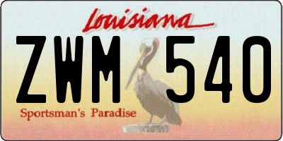 LA license plate ZWM540