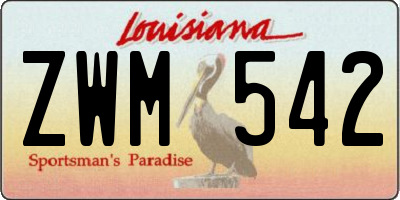 LA license plate ZWM542