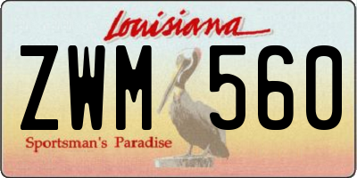 LA license plate ZWM560