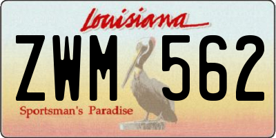 LA license plate ZWM562