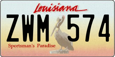 LA license plate ZWM574