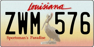 LA license plate ZWM576