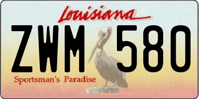 LA license plate ZWM580