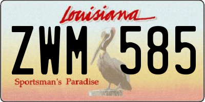 LA license plate ZWM585
