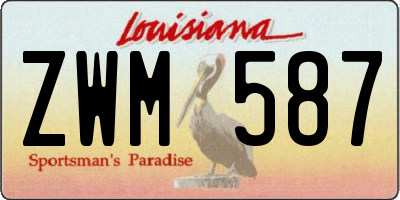 LA license plate ZWM587