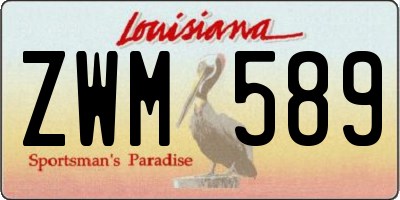 LA license plate ZWM589