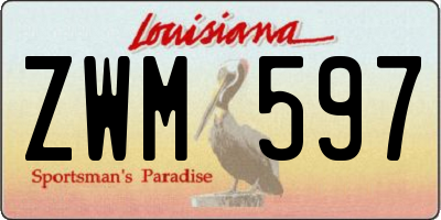 LA license plate ZWM597