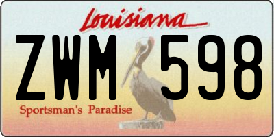 LA license plate ZWM598