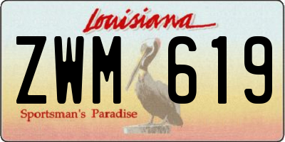 LA license plate ZWM619