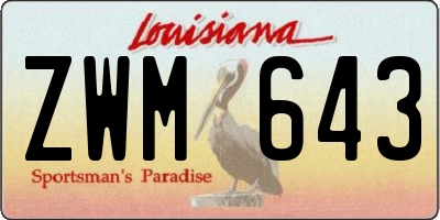 LA license plate ZWM643