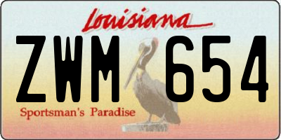 LA license plate ZWM654